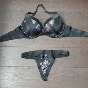 Victoria Secret Sequin Halter Bra Set